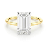 3 Carat Emerald Lab Grown IGI G/VS1 Diamond Solitaire Ring in 14K Yellow Gold