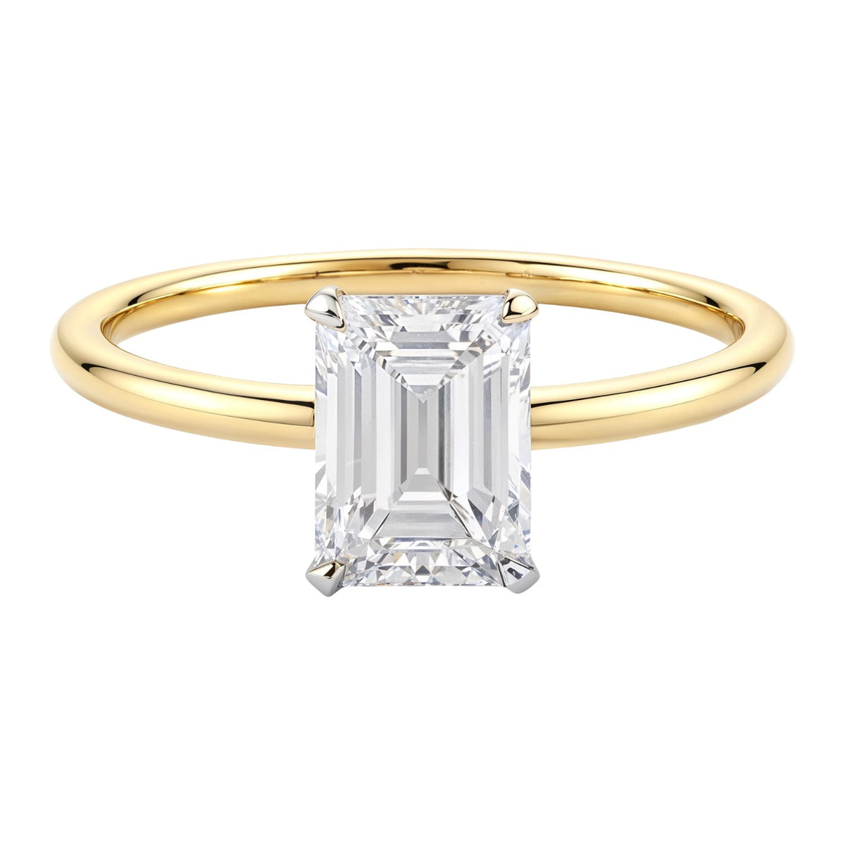 1.50Ct Emerald Lab Grown IGI G/VS1 Diamond Ring in 14K Yellow Gold
