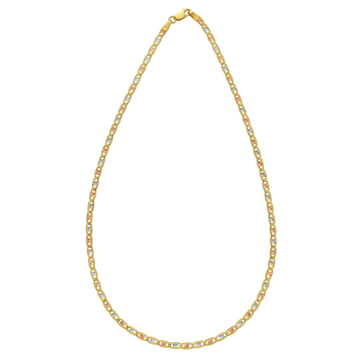 14K Tri Color Gold Pave Valentino Chain (3.00 mm)