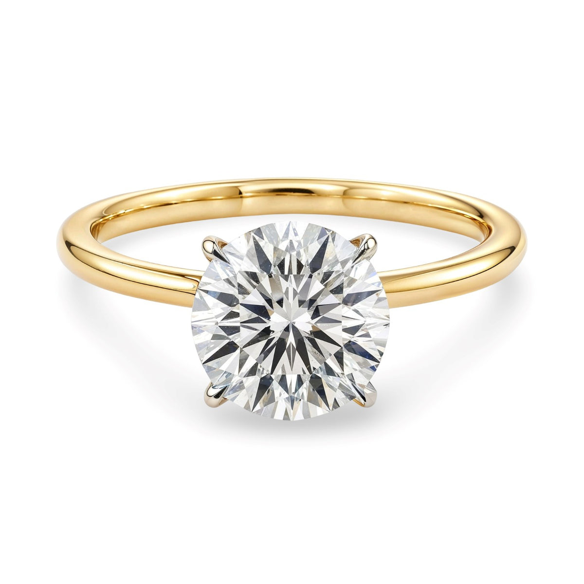 2 Carat Round Lab Grown IGI G/VS1 Diamond Solitaire Ring in 10K Yellow Gold
