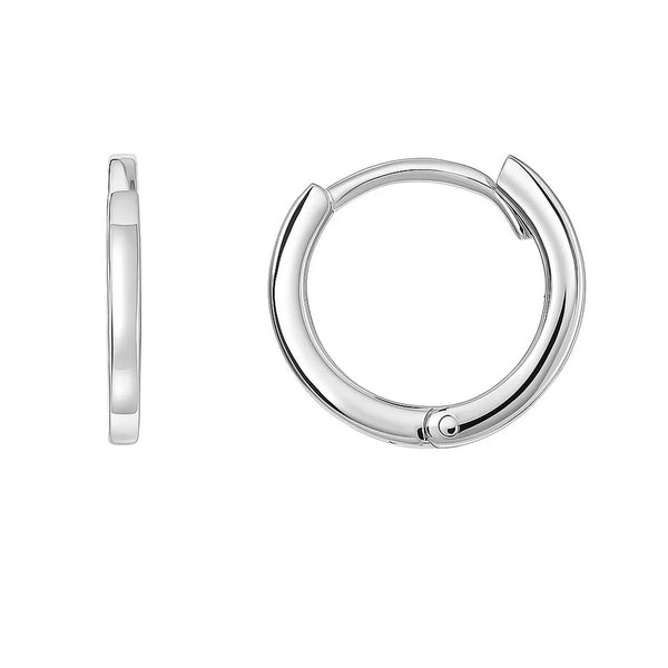 14k White Gold Petite Polished Round Hoop Earrings(1.3x11.5mm)
