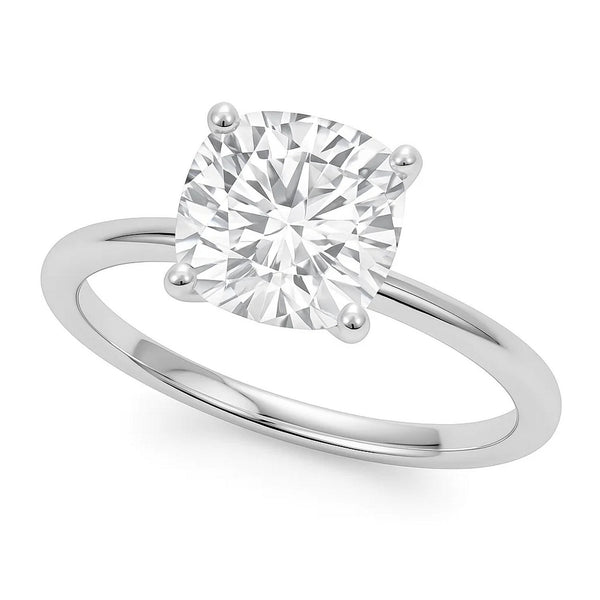 5 Carat Cushion Lab Grown IGI G/VS1 Diamond Solitaire Ring in 10K White Gold