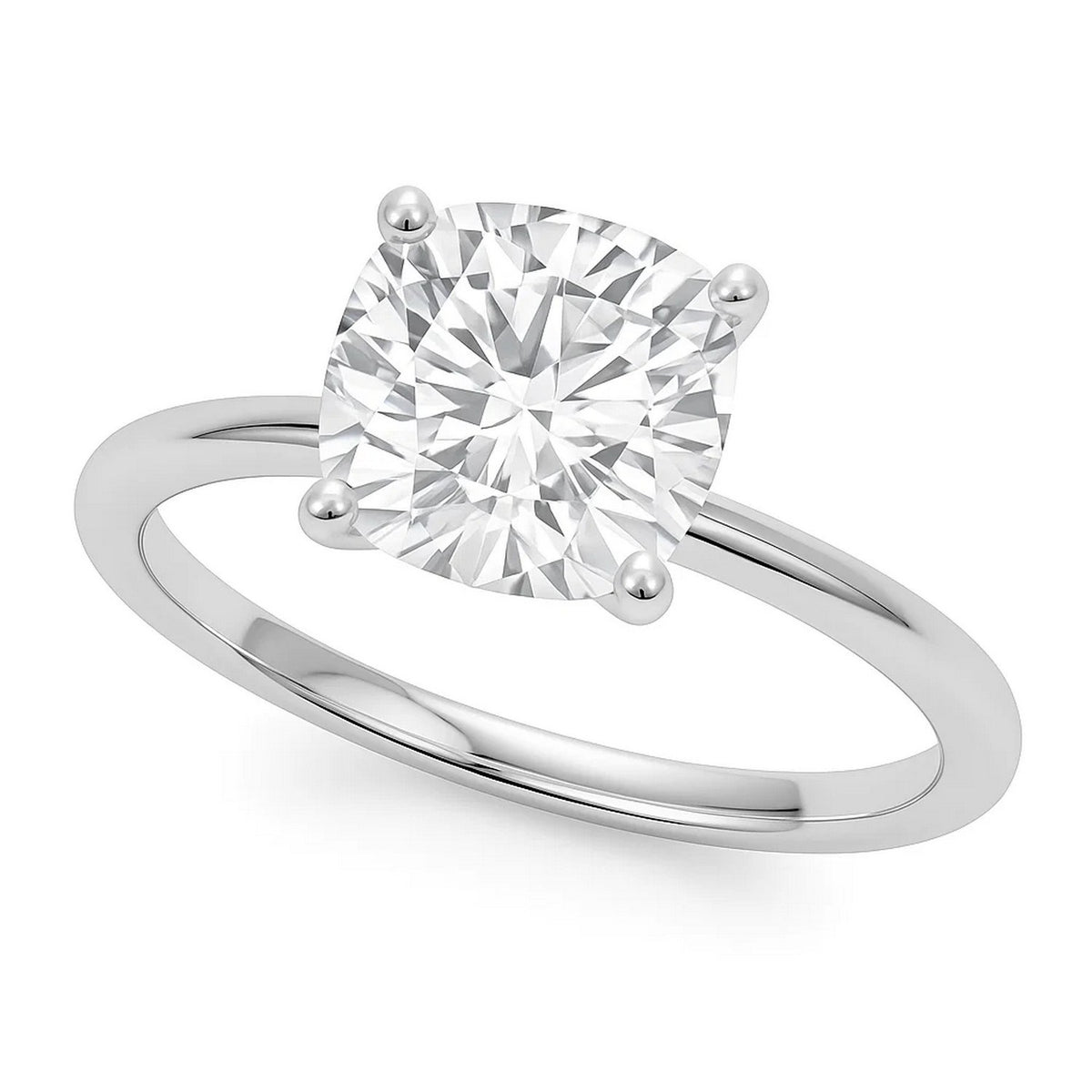 5 Carat Cushion Lab Grown IGI G/VS1 Diamond Solitaire Ring in 10K White Gold
