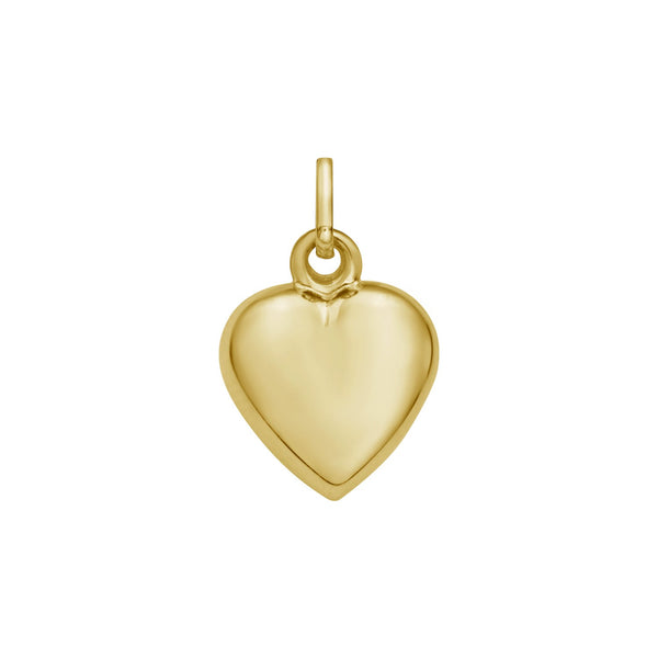 14K Yellow Gold Polished Small Puff Heart Charm Pendant