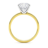 5 Carat Cushion Lab Grown IGI G/VS1 Diamond Solitaire Ring in 14K Yellow Gold