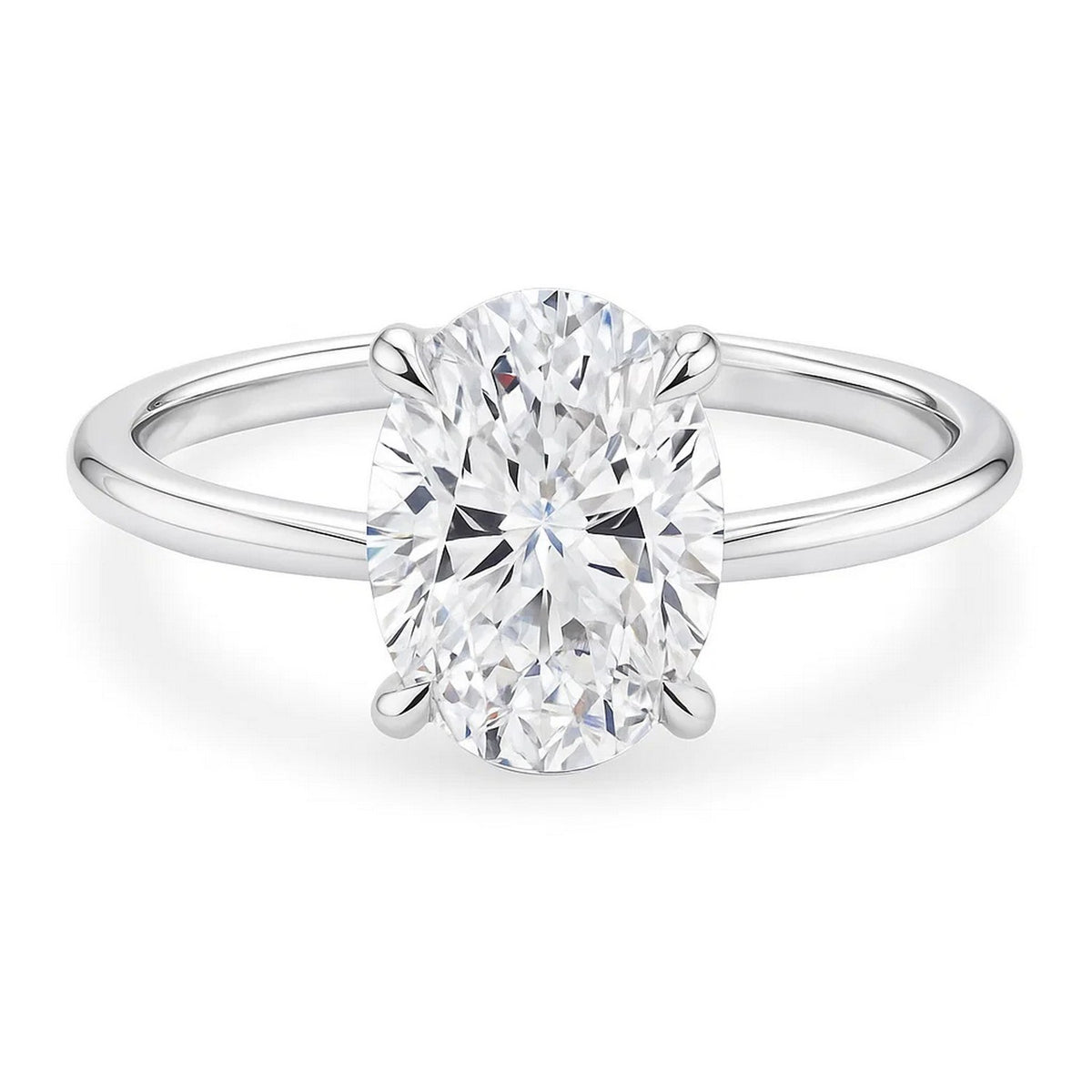 3 Carat Oval Lab Grown IGI G/VS1 Diamond Solitaire Ring in 14K White Gold