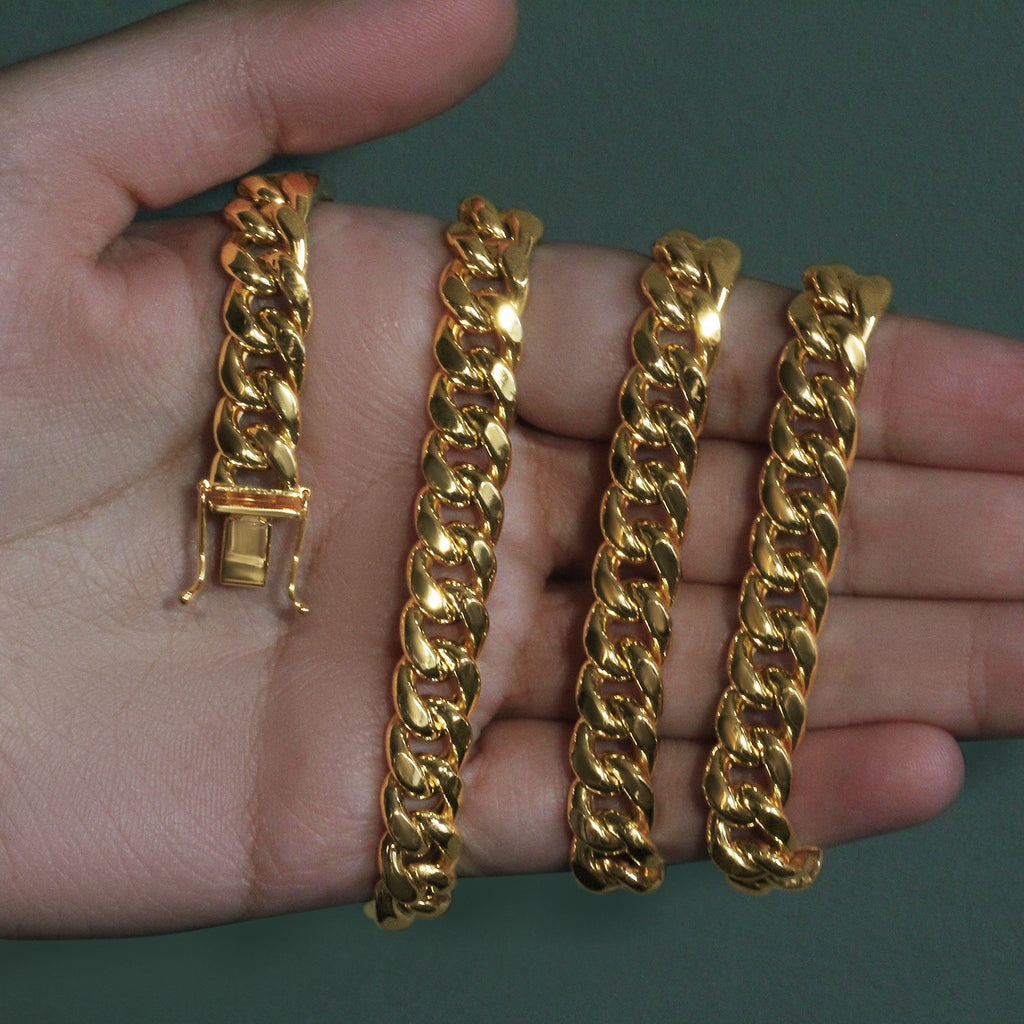 14k Yellow Gold Semi Solid Miami Cuban Chain (9.10 mm)