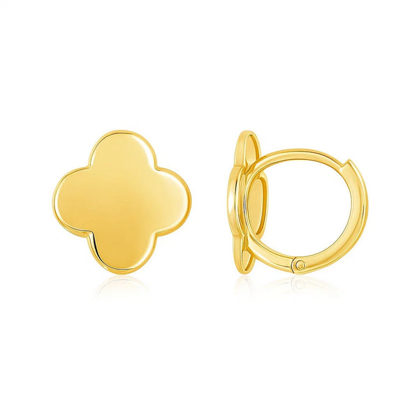 14K Yellow Gold Polished Clover Stud Earrings