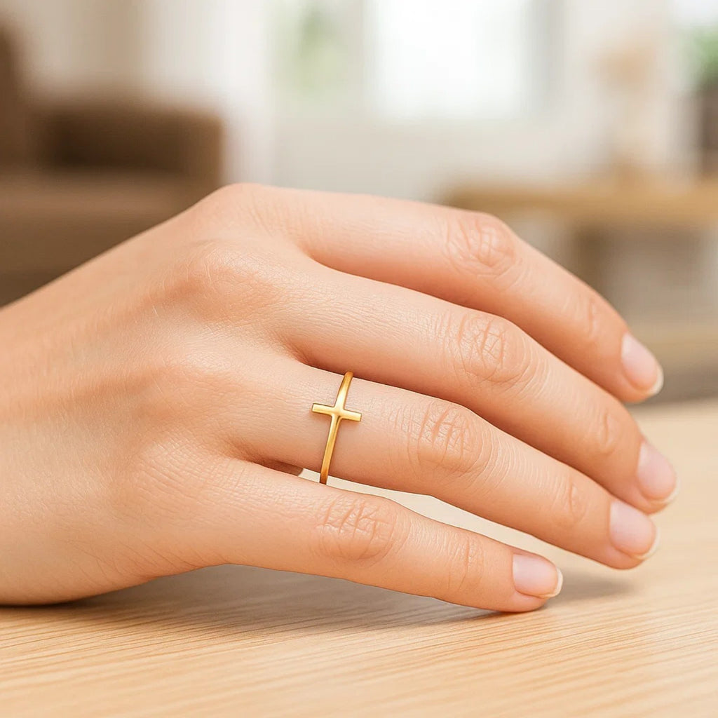 14k Yellow Gold Cross Motif Ring(1.50 mm)