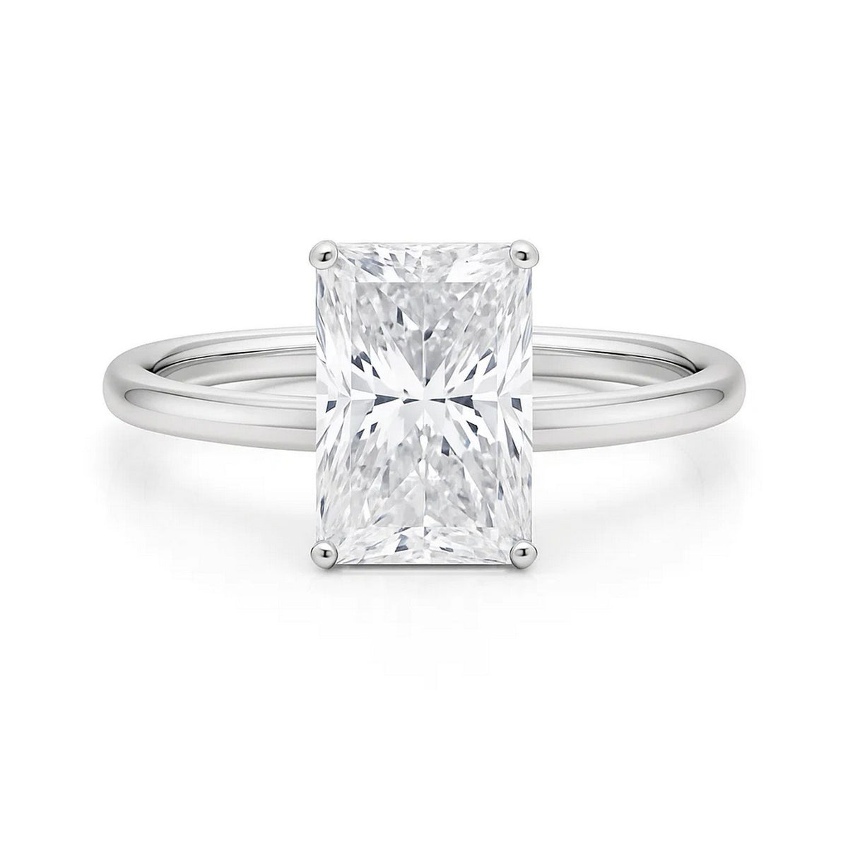 5 Carat Radiant Lab Grown IGI G/VS1 Diamond Solitaire Ring in 10K White Gold
