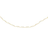 14k Yellow Gold Arc Link Necklace with White Pearls