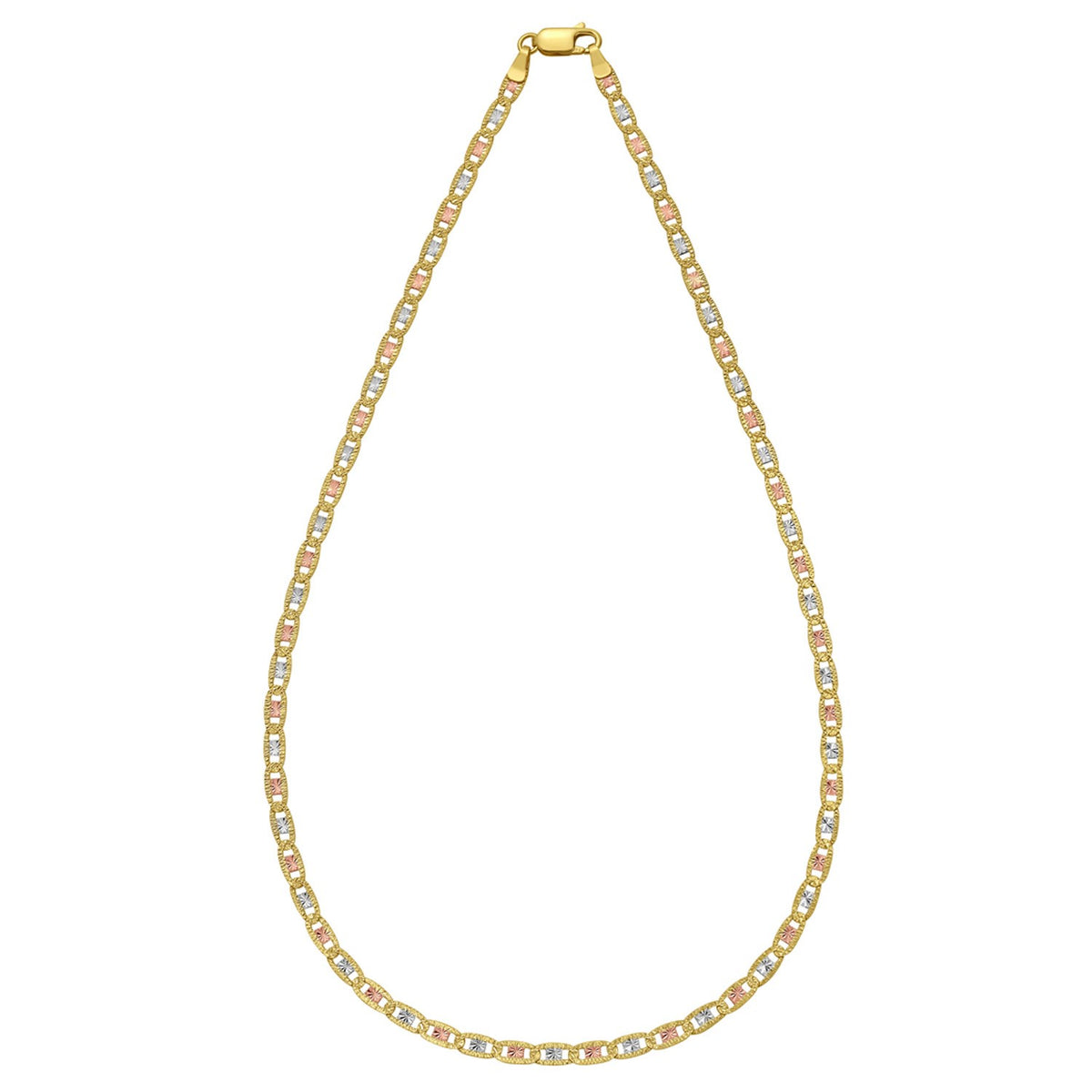 14K Tri Color Gold Pave Valentino Chain (3.50 mm)