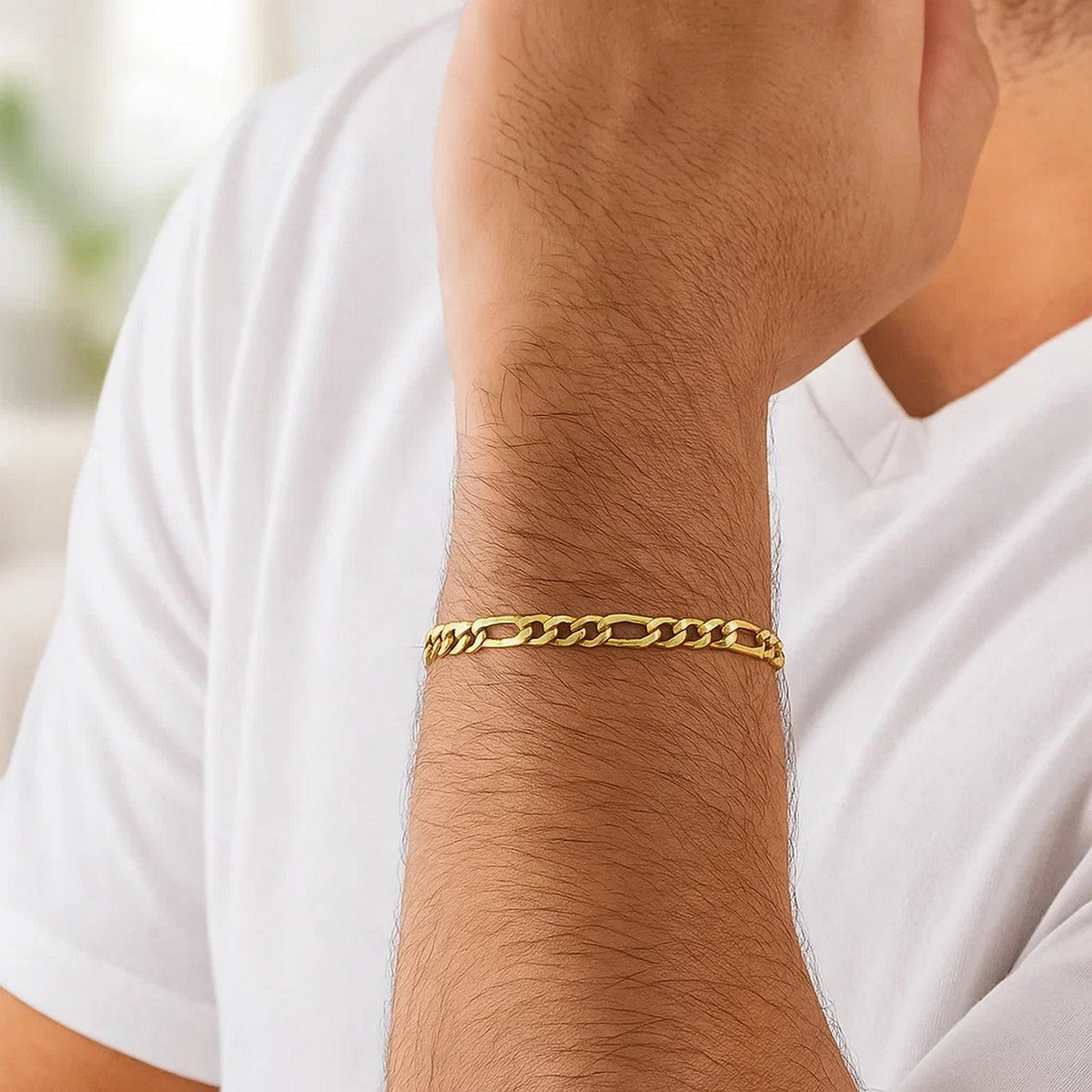 10k Yellow Gold Link Figaro Bracelet (3.70 mm)
