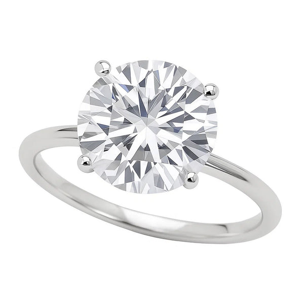 5 Carat Round Lab Grown IGI G/VS1 Diamond Solitaire Ring in 14K White Gold