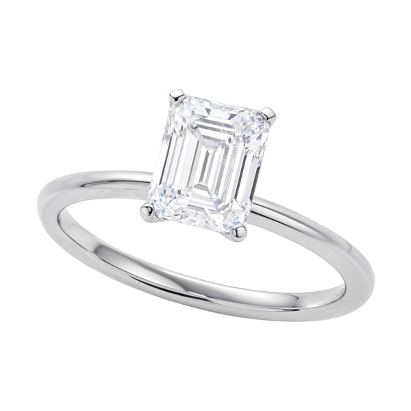 1 1/2 Carat Emerald Lab Grown IGI G/VS1 Diamond Solitaire Ring in 10K White Gold