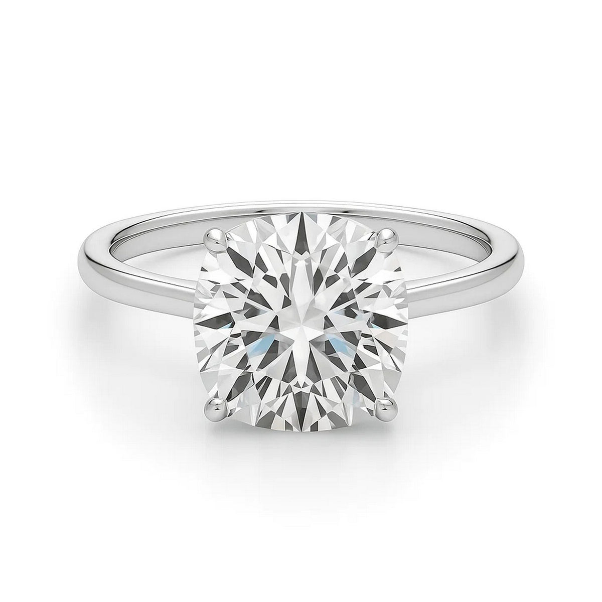 5 Carat Cushion Lab Grown IGI G/VS1 Diamond Solitaire Ring in 14K White Gold