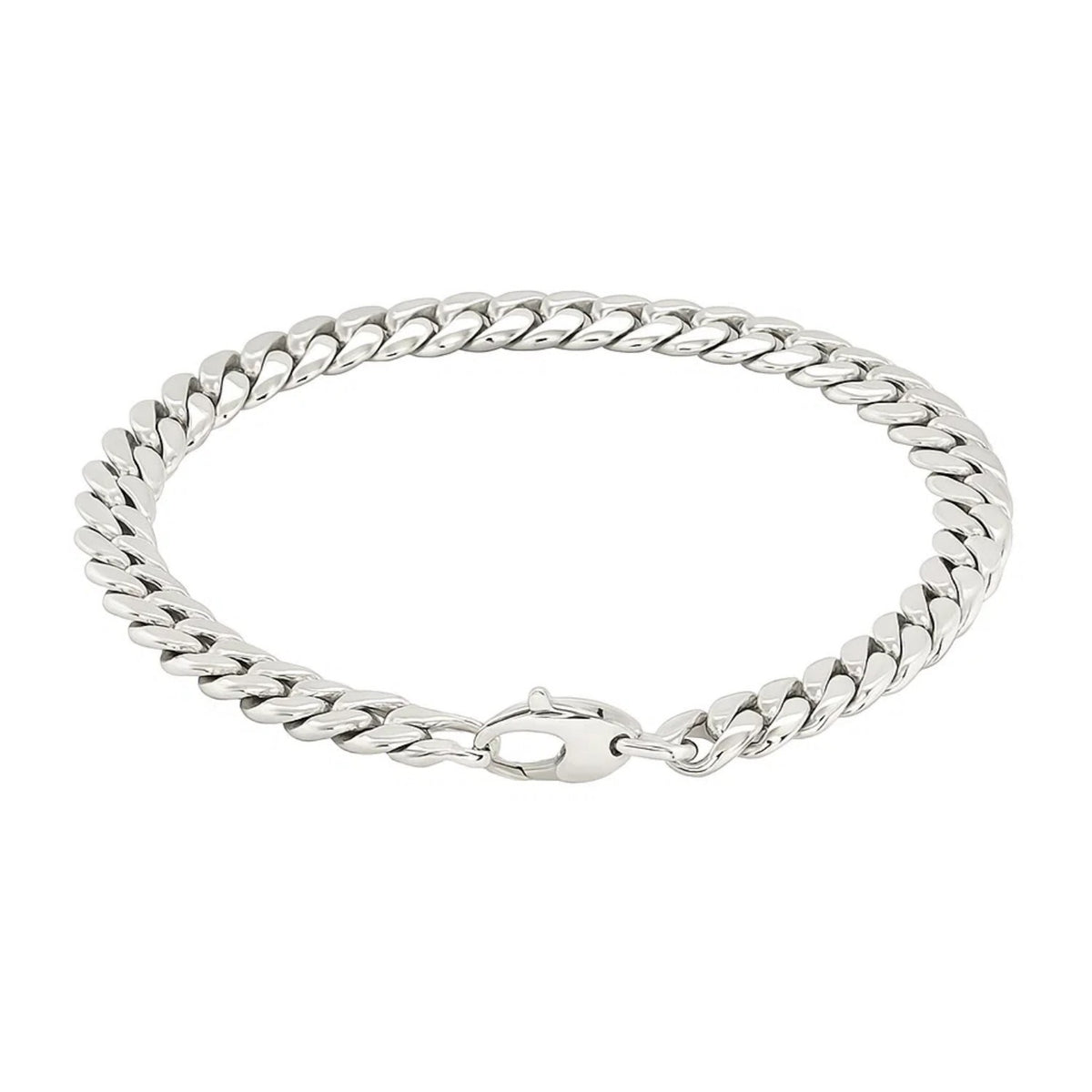 14K White Gold Cuban Link Bracelet (5.90 mm)