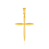 14k Yellow Gold Rounded and Pointed Cross Pendant