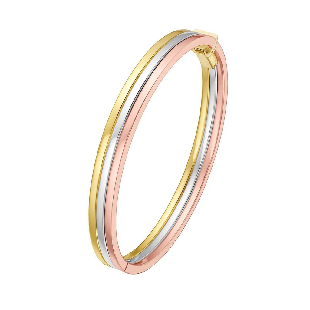 14K Tri Color Gold Layered Trinity Bangle (7.30 mm)