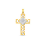 14k Two Tone Gold High Polish Diamond Cut Cross Pendant