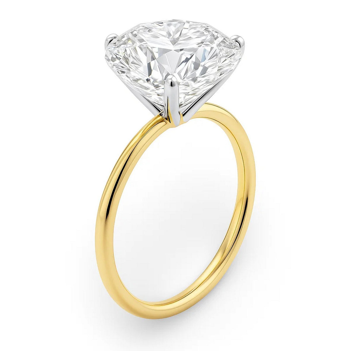 5 Carat Round Lab Grown IGI G/VS1 Diamond Solitaire Ring in 14K Yellow Gold