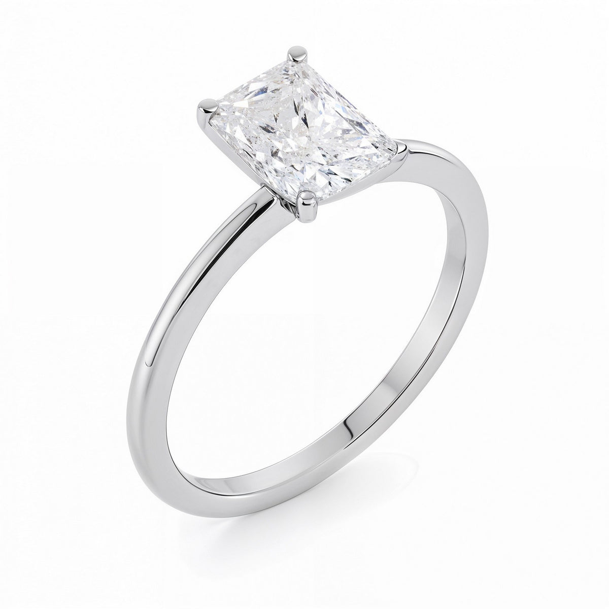2 Carat Radiant Lab Grown IGI G/VS1 Diamond Solitaire Ring in 14K White Gold