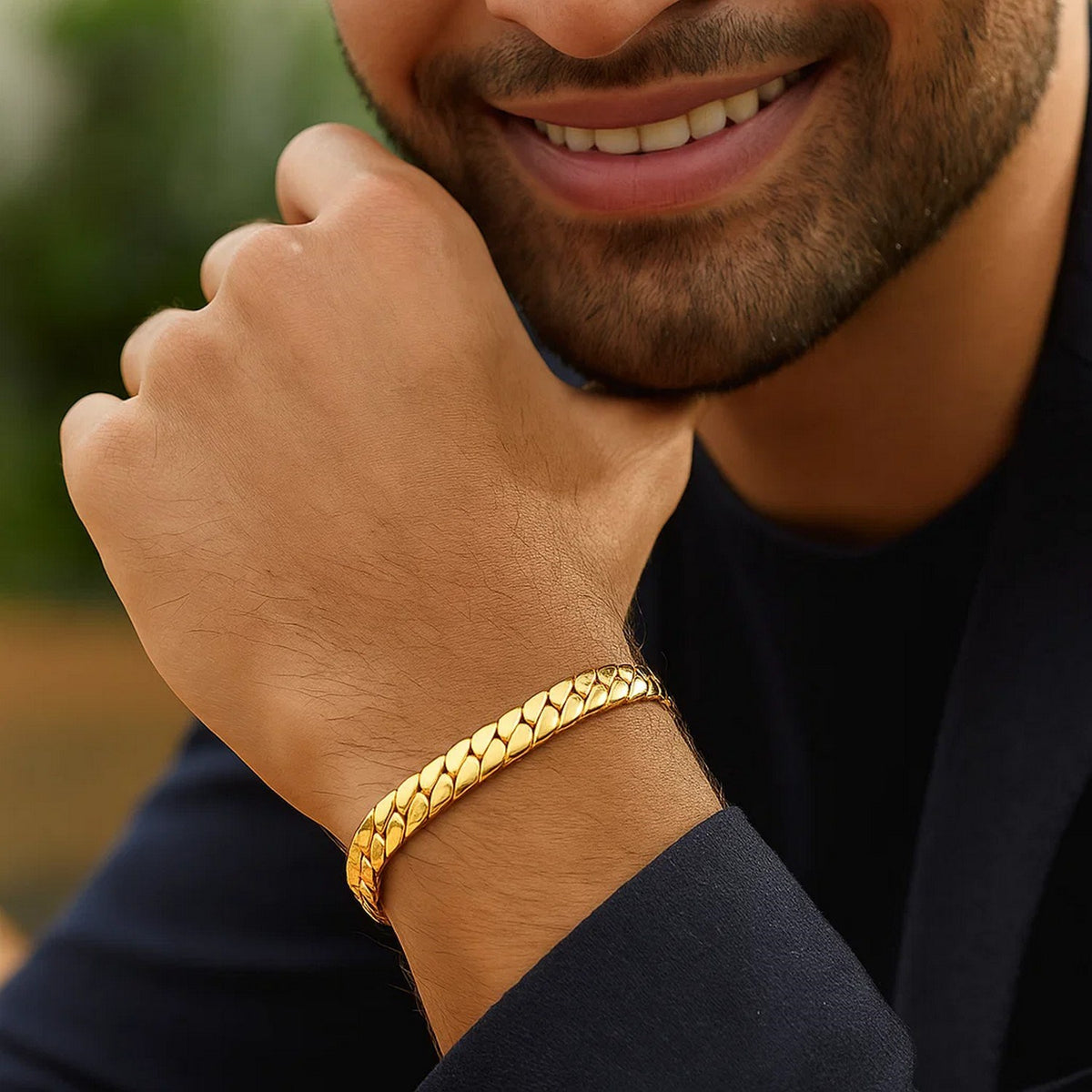 14k Yellow Gold 8 inch Mens Curb Chain Bracelet (8.00 mm)
