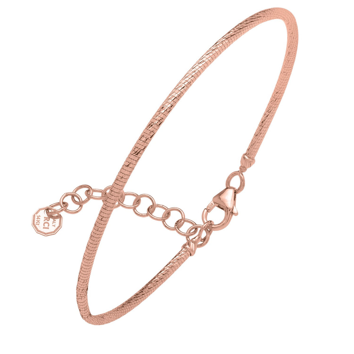 14K Rose Gold Diamond Cut Stack Bangle Bracelet (1.80 mm)