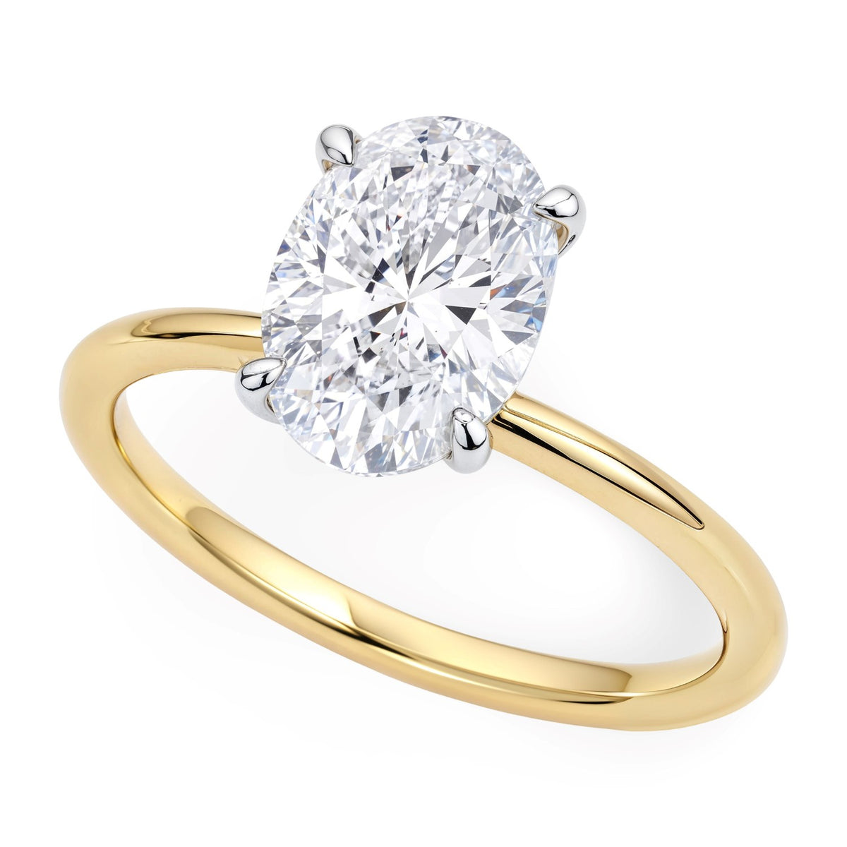 2 Carat Oval Lab Grown IGI G/VS1 Diamond Solitaire Ring in 10K Yellow Gold