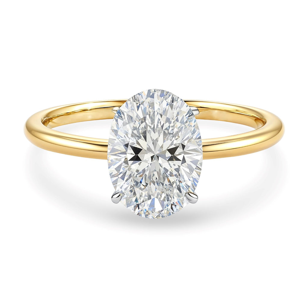 2 Carat Oval Lab Grown IGI G/VS1 Diamond Solitaire Ring in 10K Yellow Gold
