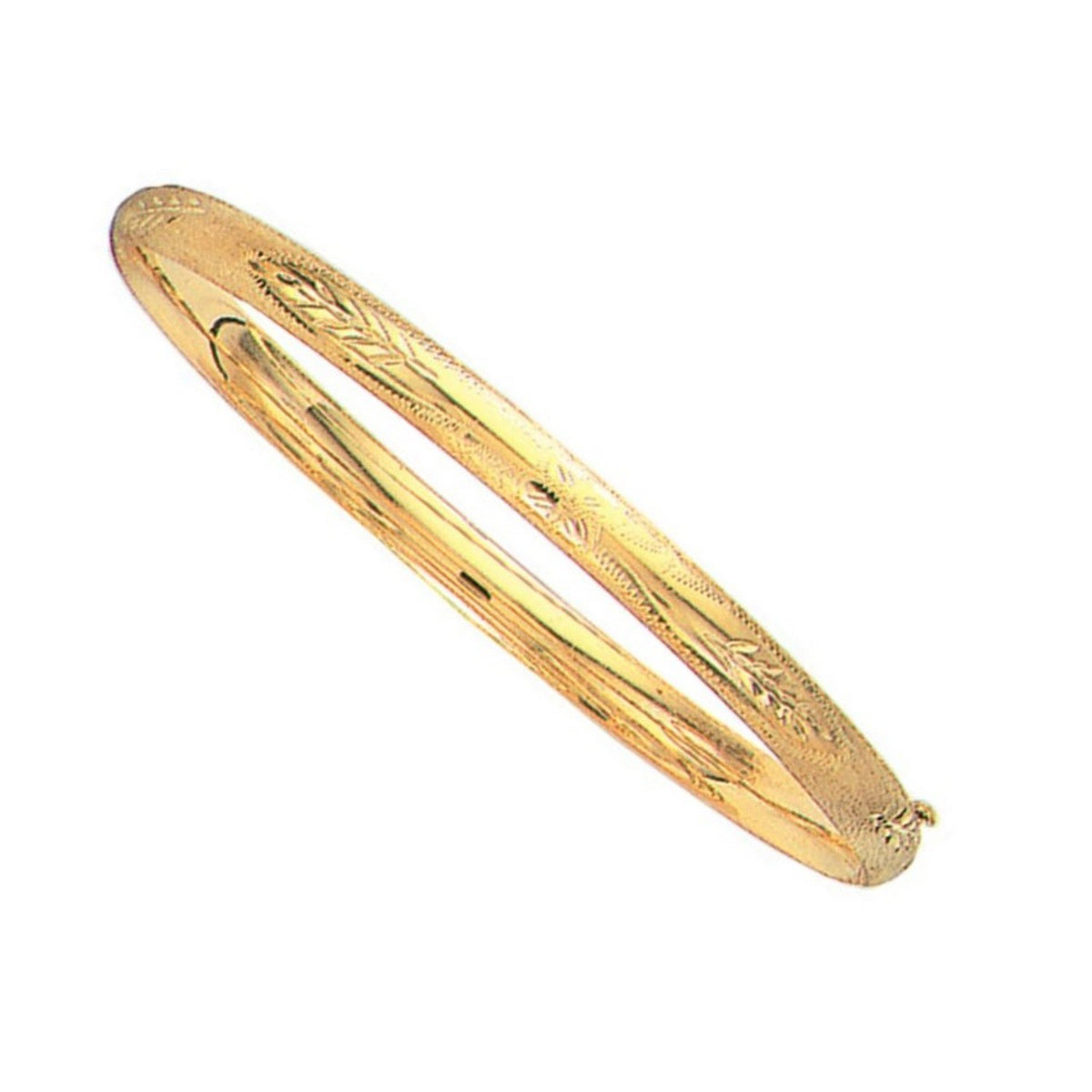 10k Yellow Gold Botanical Pattern Florentine Bangle (5.00 mm)