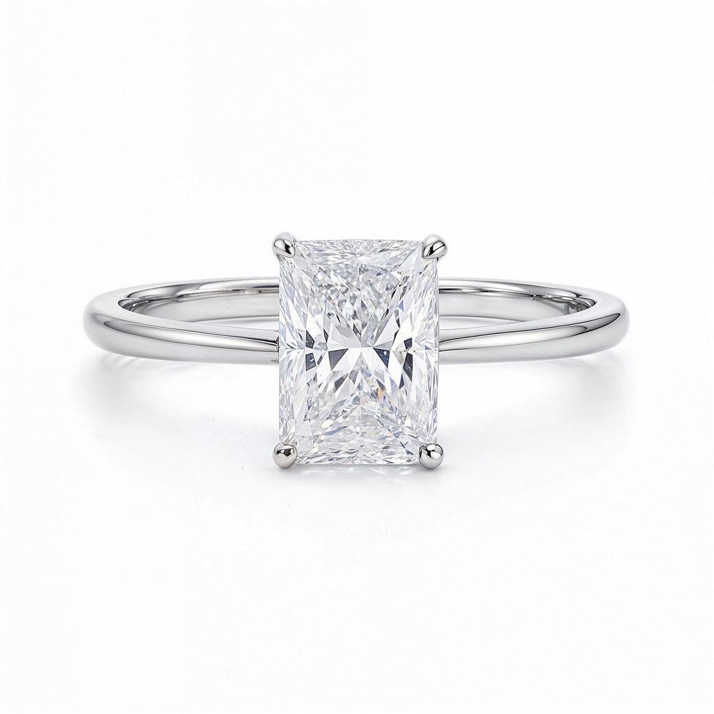 2 Carat Radiant Lab Grown IGI G/VS1 Diamond Solitaire Ring in 10K White Gold