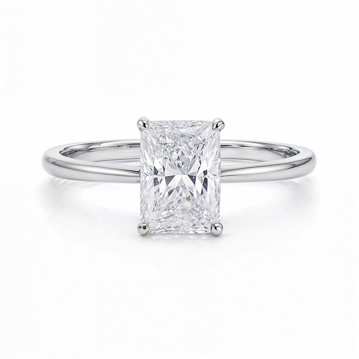 2 Carat Radiant Lab Grown IGI G/VS1 Diamond Solitaire Ring in 10K White Gold