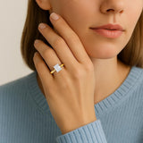 5 Carat Radiant Lab Grown IGI G/VS1 Diamond Solitaire Ring in 10K Yellow Gold